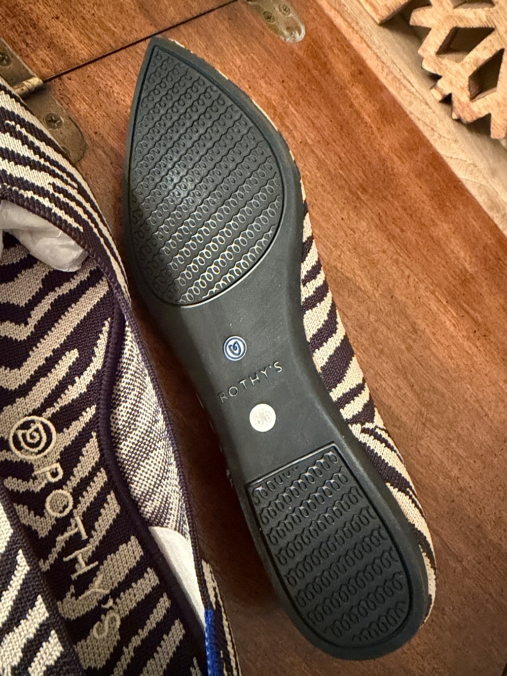 ROTHY’S  8.5 Zebra-Print Pointed Toe Women’s Flats - Black & Off White NEW - Picture 12 of 12